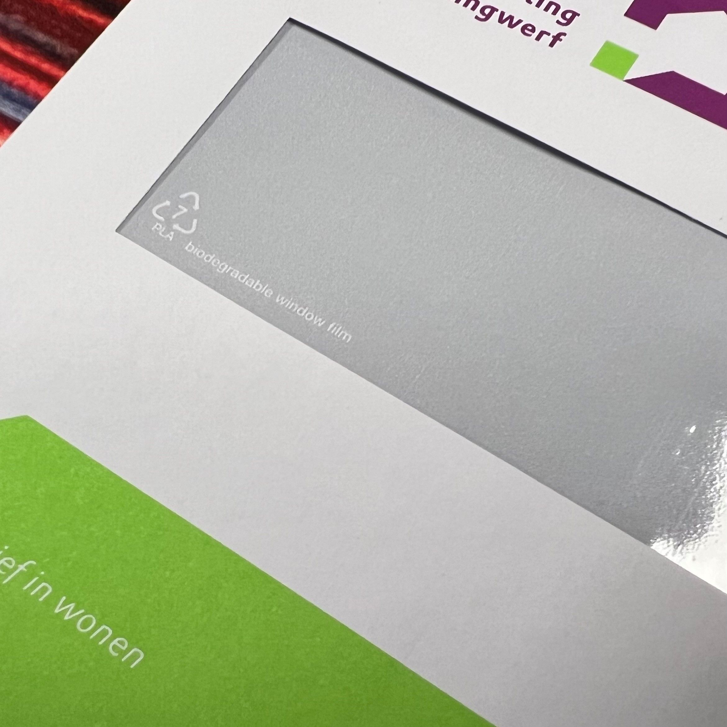 Enveloppen met biologisch afbreekbaar PLA venster folie