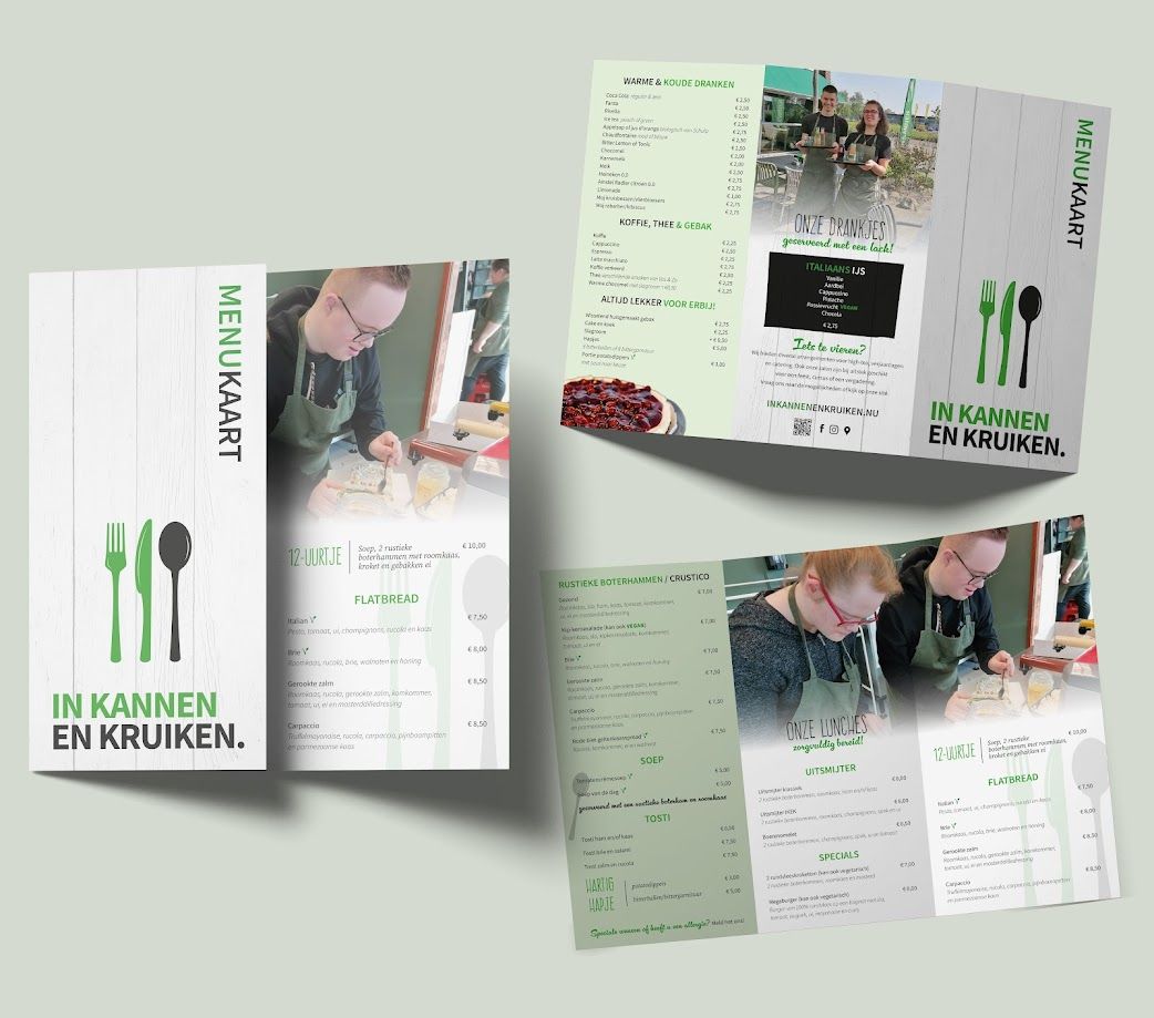Menukaart digitaal gedrukt met mat laminaat