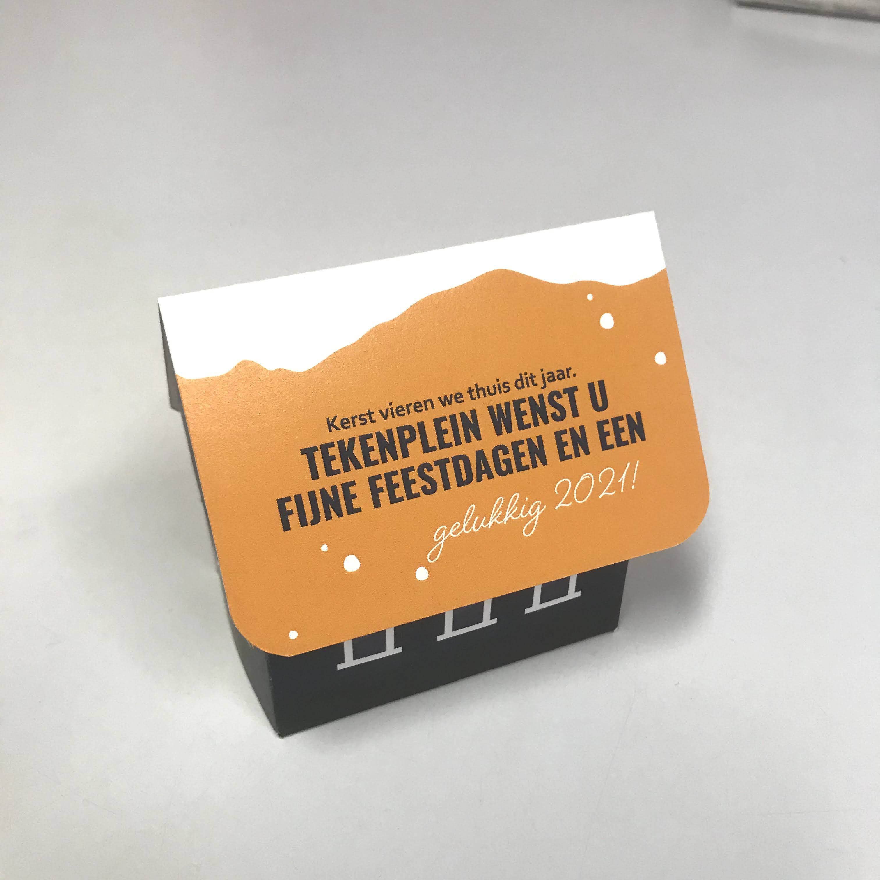 Tekenplein kerst boodschap kartonnen huisje