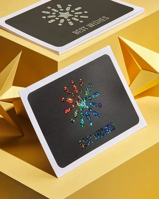 Kaarten met glitter of metallic foliedruk