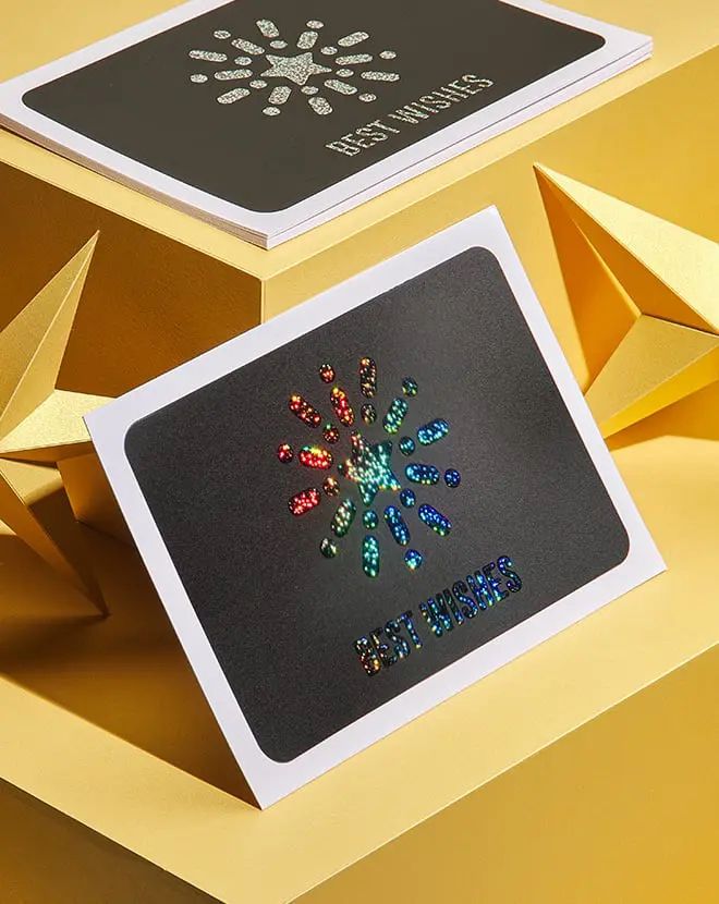 Kaarten met glitter of metallic foliedruk